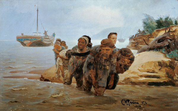 Wolgatreidler, eine Furt... von Ilja Jefimowitsch Repin