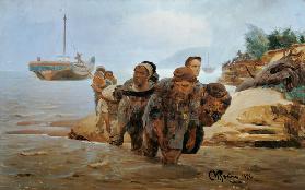 Wolgatreidler, eine Furt...