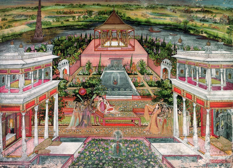 A Mughal Princess in her Garden von Indian School