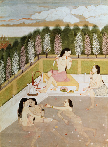Girls Bathing, Pahari Style, Kangra School, Himachel Pradesh von Indian School