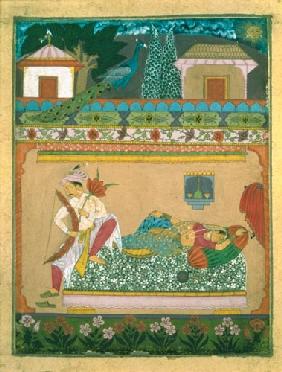 Lovers at Daybreak, illustration of the musical mode 'Raga Vibhasa', Northern Deccan or Southern Raj