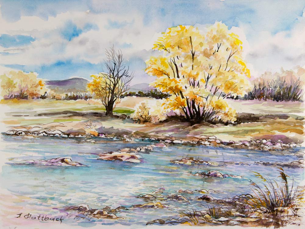 Herbststimmung am Bach von Ingrid Glattback