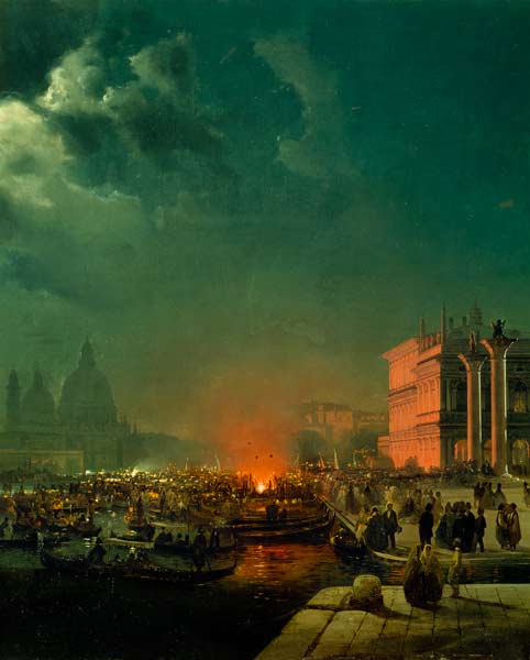 "Festa sul molo di S.Marco" (Nächtliches Fest in Venedig) von Ippolito Caffi