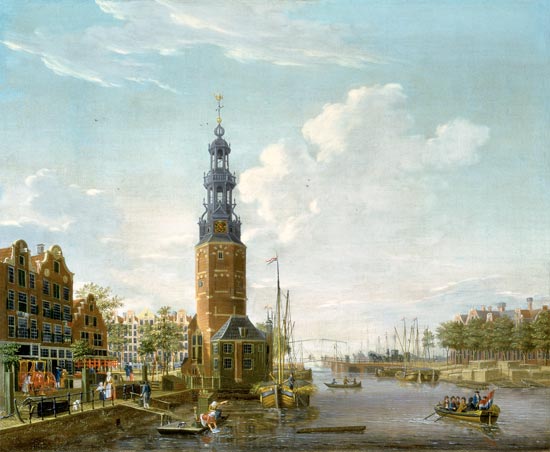 View of Amsterdam with the Montelbaanstower on the Oude Schans von Isaak Ouwater