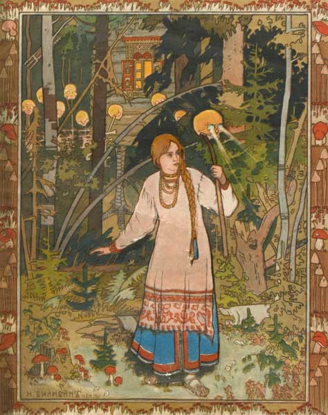 Die schöne Wassilissa (Illustration für das Buch "Die schöne Wassilissa") von Ivan Jakovlevich Bilibin