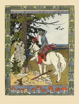 Illustration zum Märchen Iwan Zarewitsch, der Feuervogel und der graue Wolf
