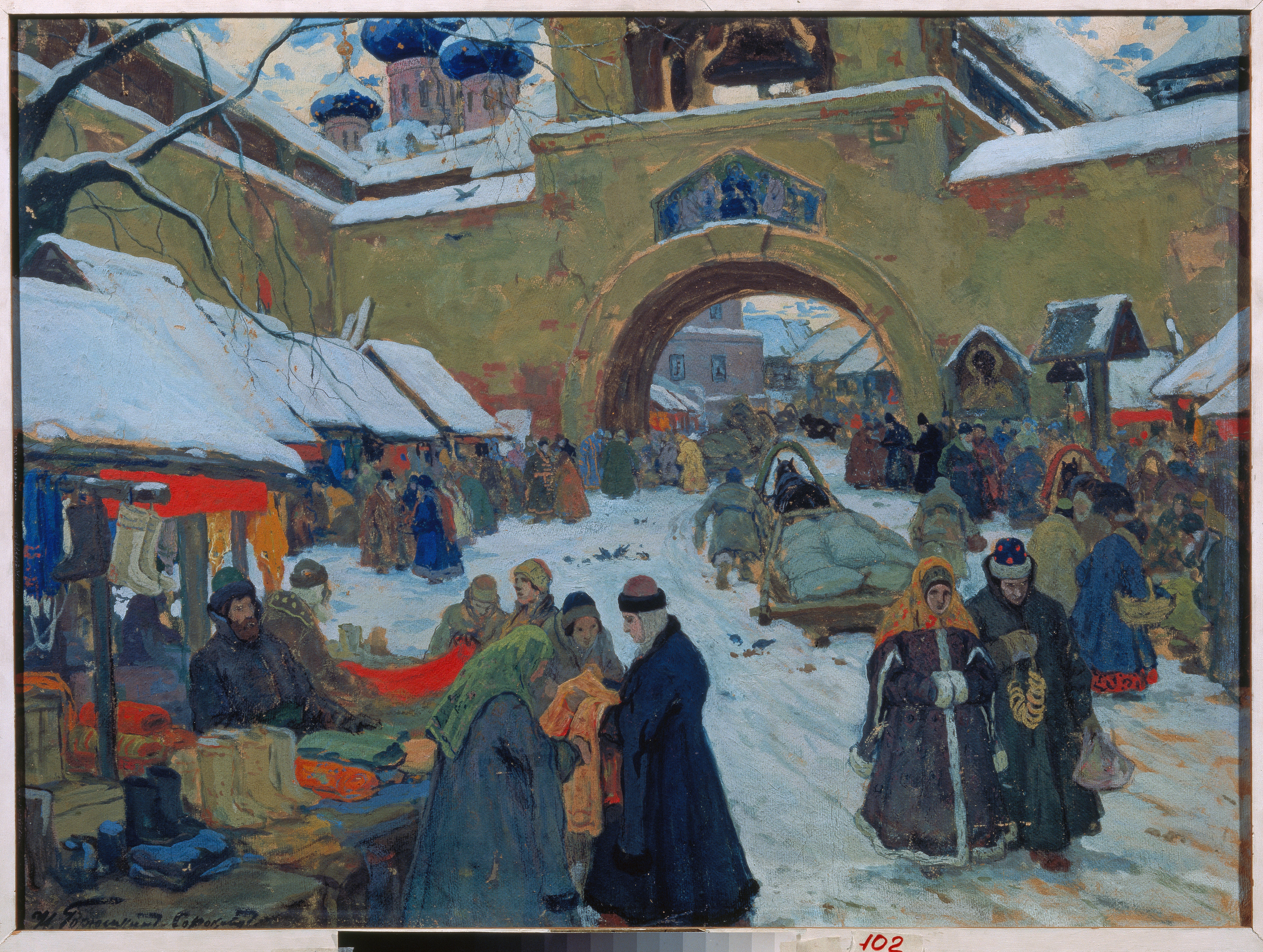 Wintry Market Day in an Old Town von Iwan Gorjuschkin-Skoropudov