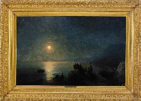 Die antike griechische Dichter am Ufer bei der Mondnacht