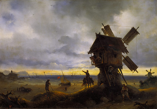 Windmühle am Meer von Iwan Konstantinowitsch Aiwasowski