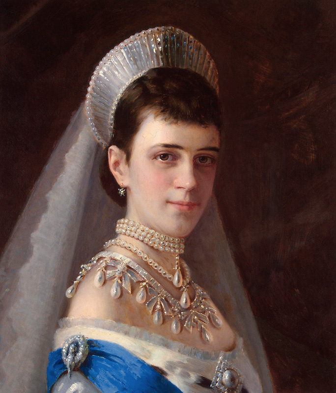 Porträt der Kaiserin Maria Fjodorowna, Prinzessin Dagmar von Dänemark (1847-1928) mit Perlenschmuck von Iwan Nikolajewitsch Kramskoi