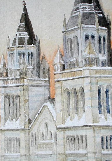 Main Entrance of The Natural History Museum, London, Under Snow, 1994 (w/c on paper)  von Izabella  Godlewska de Aranda