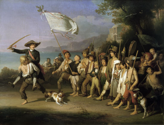 Playing at Soldiers Roman Revolution 1848 von Johann Baptist Kirner