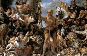 Diogenes mit der Laterne, auf dem Markte Menschen suchend