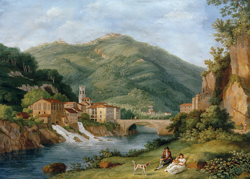 Brücke bei Serraglio su la Lima in Bagni di Lucca (Provinz Lucca / Toskana) von Jacob Philipp Hackert
