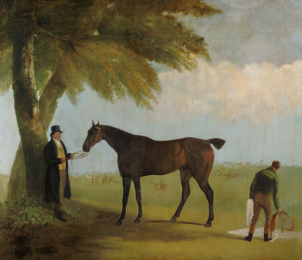 Malcolm Greame mit einem Vollblutpferd. von Jacques-Laurent Agasse