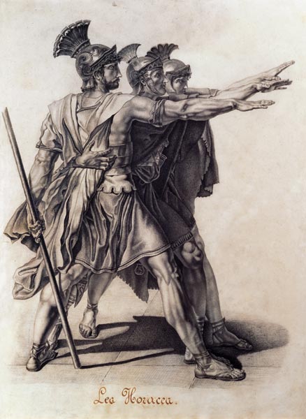 The Oath of the Horatii, detail of the Horatii von Jacques Louis David