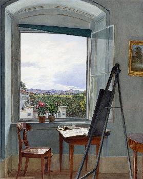 Blick aus dem Atelier des Künstlers in der Alservorstadt gegen Dornbach