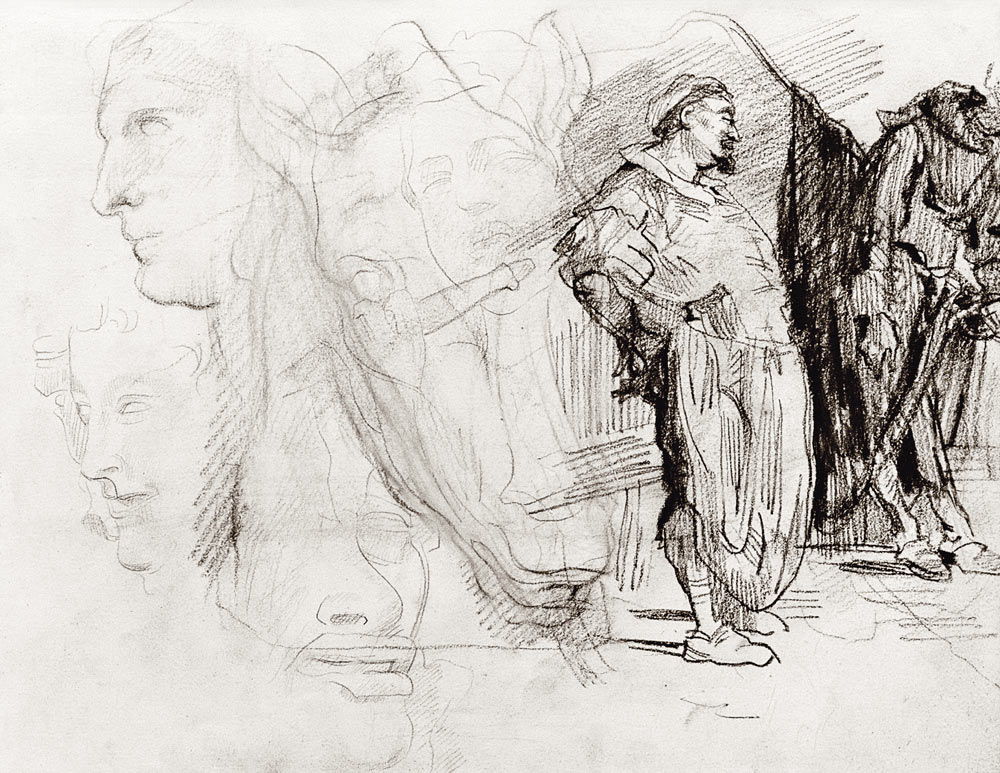 Don Quixote und Pferdekopf von James Ensor