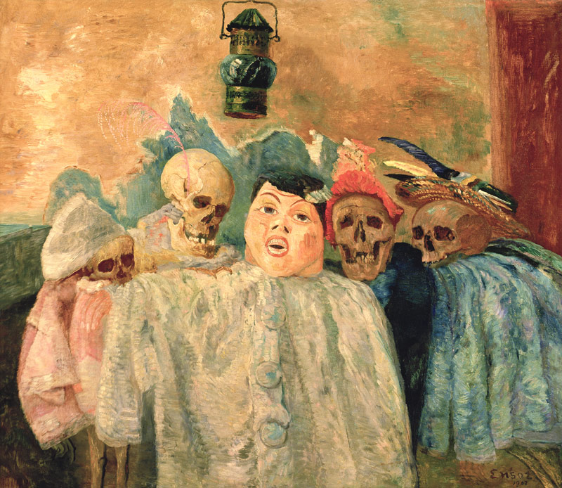 Pierrot und Skelette, 1907 von James Ensor