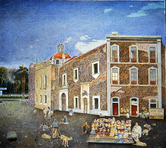 Dolls for Sale behind the Church of Santa Vera Cruz, Mexico City, 2004 (oil on canvas)  von  James  Reeve