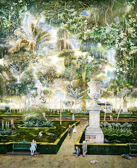 Dona Paulita painting her lips in the Alameda, 2004 (oil on canvas)  von  James  Reeve