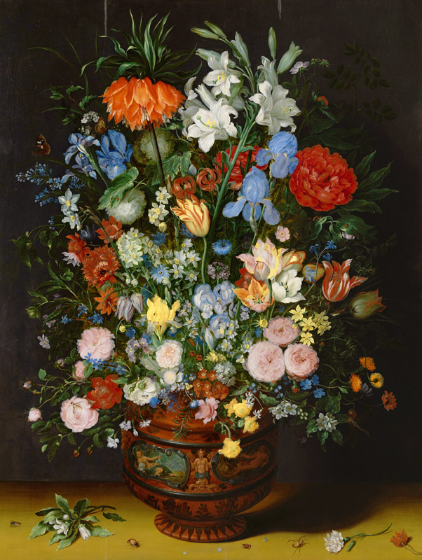 Blumenstrauß in skulptierter Tonvase von Jan Brueghel d. Ä.