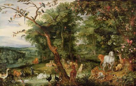 The Garden of Eden; in the background The Temptation (panel)