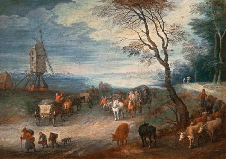 Landschaft mit Windmühle