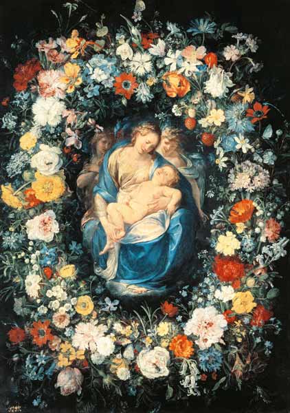J.Bruegel t.E.+Procaccini,Floral Wreath von Jan Brueghel d. J.