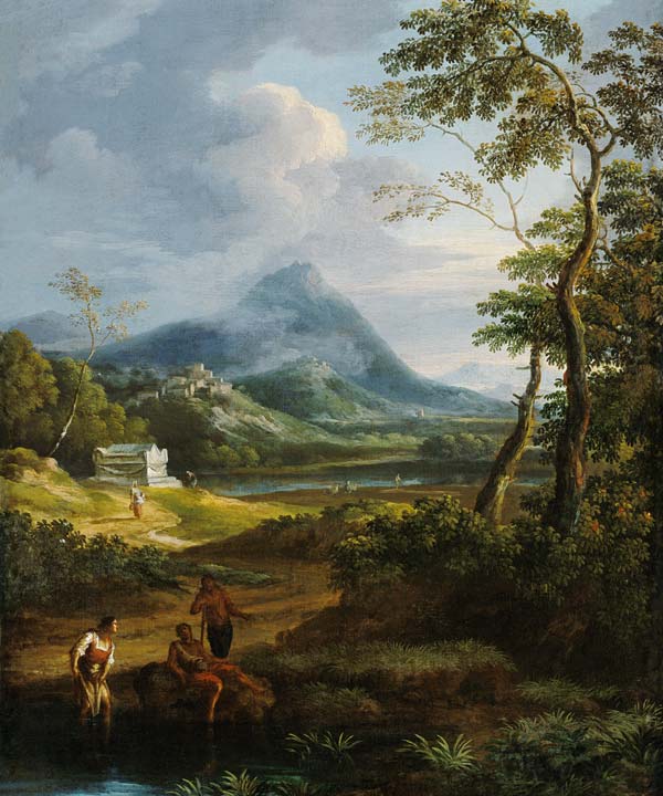 Figures in a classical landscape (pair of 81819) von Jan Frans van Bloemen