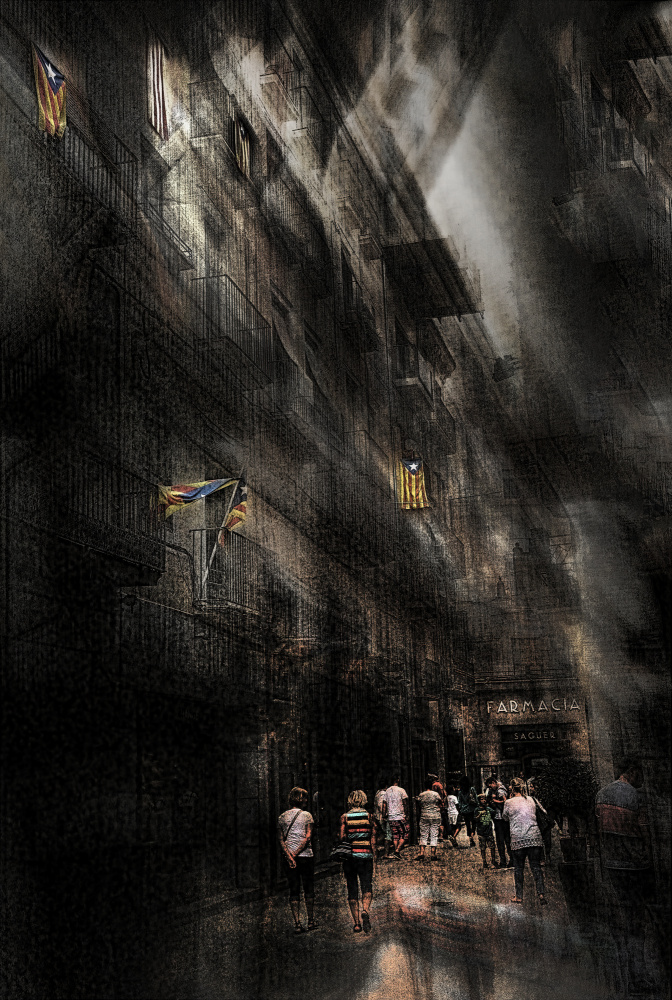 In the streets of Girona, Spain von Jan van der Linden