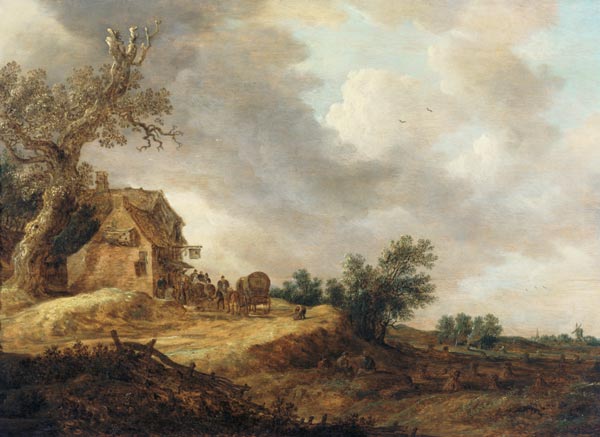Landscape with Figures Outside an Inn von Jan van Goyen