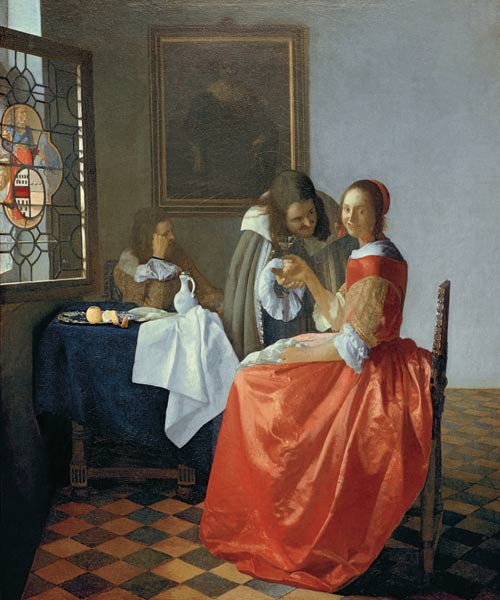 Das Mädchen mit dem Weinglas von Johannes Vermeer