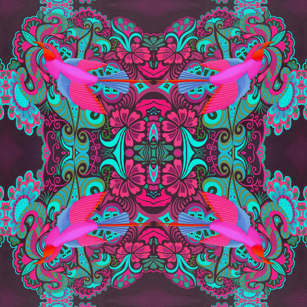 Flying bird pattern maroon von Jane Tattersfield