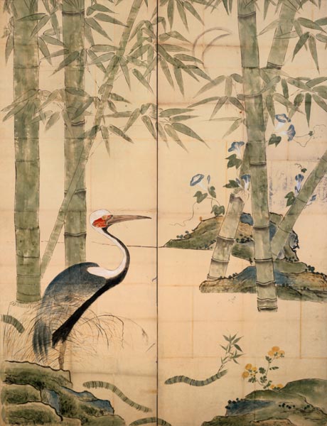 Pine and Bamboo and Cranes von Japanese School