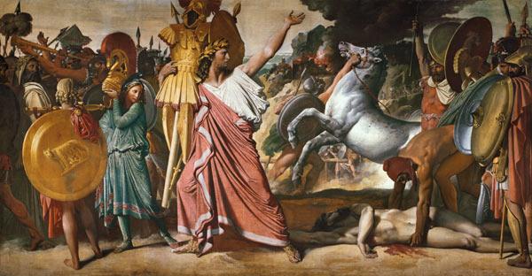 Romulus, der Sieger von Acron, trägt die reiche Beute in den Zeustempel