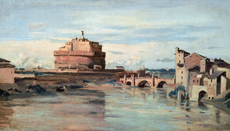 Castel Sant' Angelo and the River Tiber, Rome von Jean-Baptiste Camille Corot