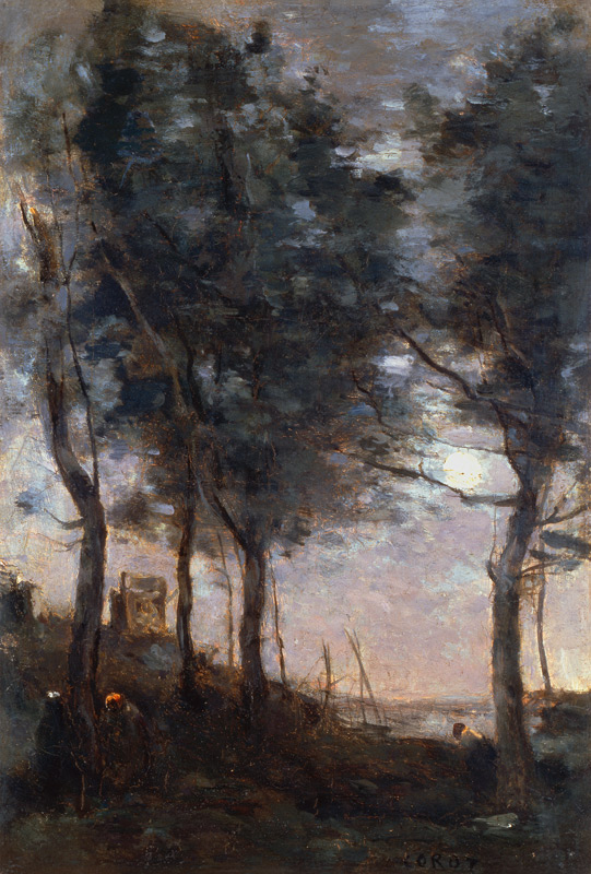 Moonlight by the sea von Jean-Baptiste Camille Corot