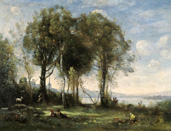 The Goatherds of Castel Gandolfo von Jean-Baptiste Camille Corot