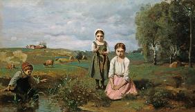 Kinder neben einem Bach auf dem Land, Lormes (oil on canvas)