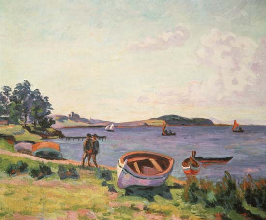 Boote am Ufer des Meeres (Le Brusc) von Jean-Baptiste Armand Guillaumin
