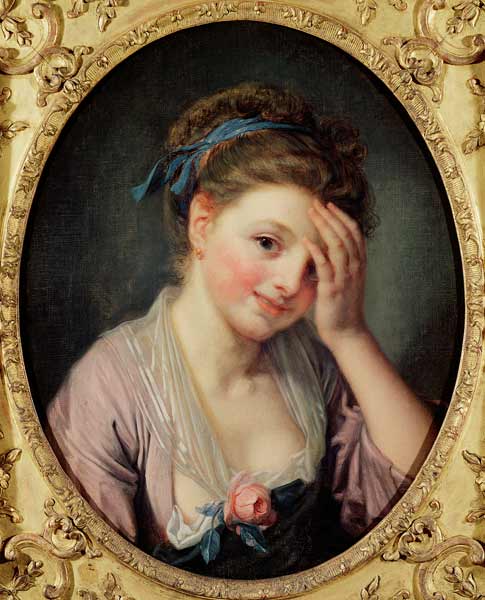 Young Girl with a Rose von Jean Baptiste Greuze