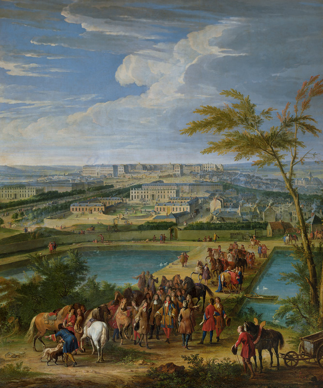 Ansicht der Stadt Versailles und des Schlosses vom Hügel von Montbauron aus von Jean-Baptiste Martin