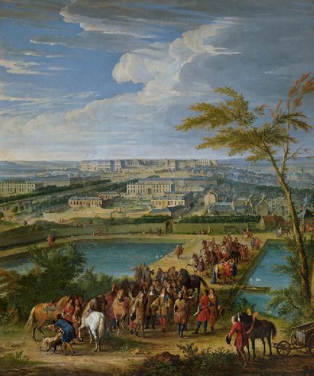 Ansicht der Stadt Versailles und des Schlosses vom Hügel von Montbauron aus 1693