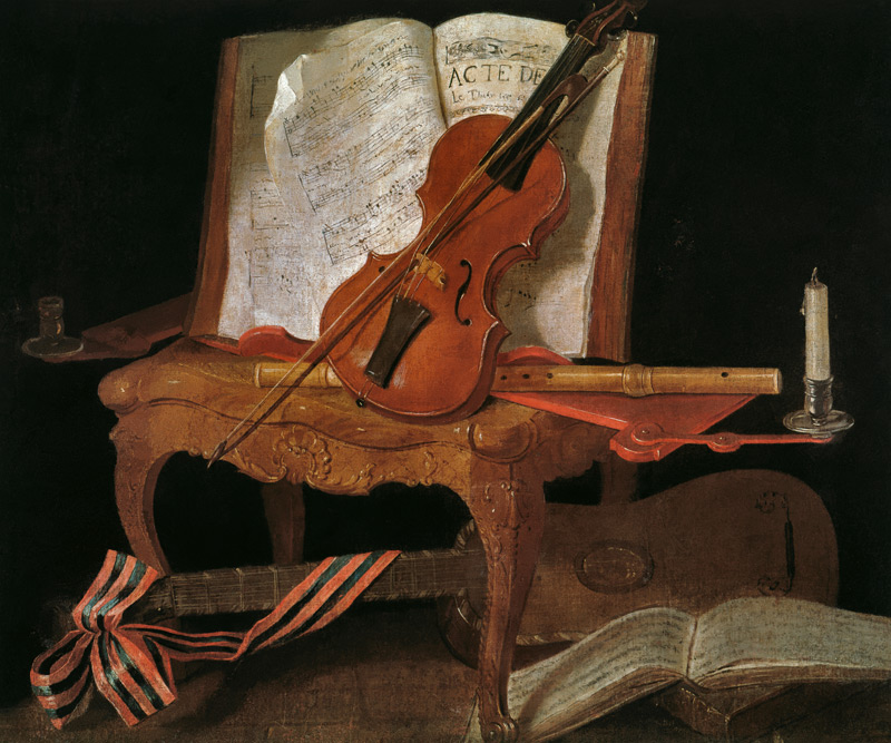 Still Life with a Violin von Jean Baptiste Oudry