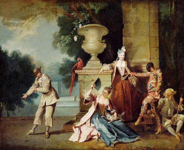 Italian Comedians in a Park von Jean Baptiste Oudry