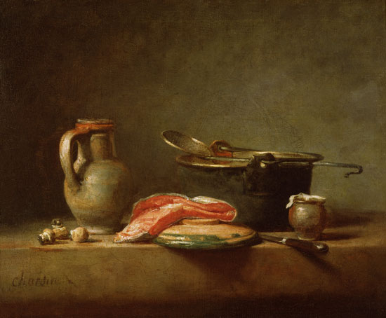Copper Cauldron with a Pitcher and a Slice of Salmon von Jean-Baptiste Siméon Chardin