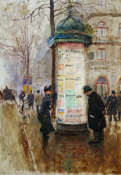 The Colonne Morris, c.1885 von Jean Beraud