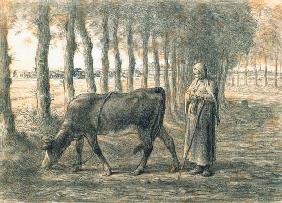 Frau mit einer Kuh