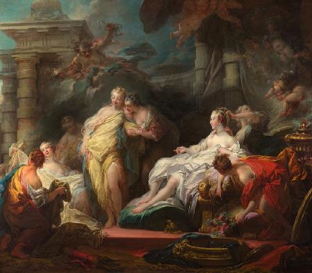 Psyche zeigt ihren Schwestern ihre Geschenke von Cupid